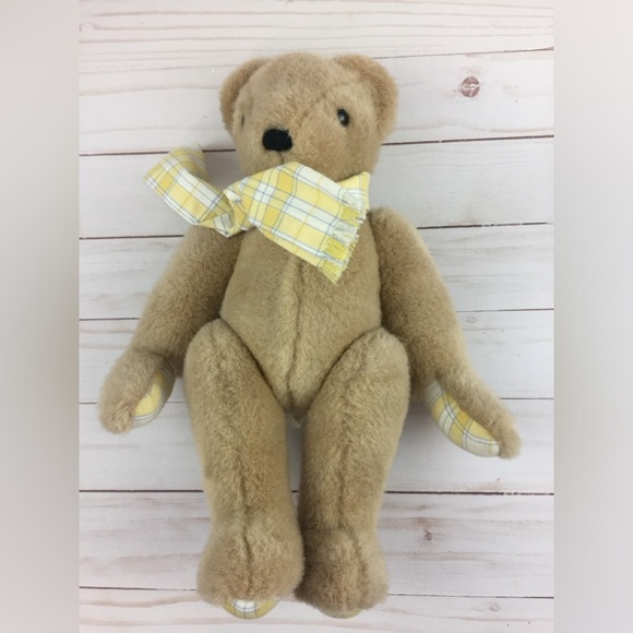 Vintage Laura Ashley Stuffed Teddy Bear Jointed Plush Gingham Mother Child - Picture 5 of 9